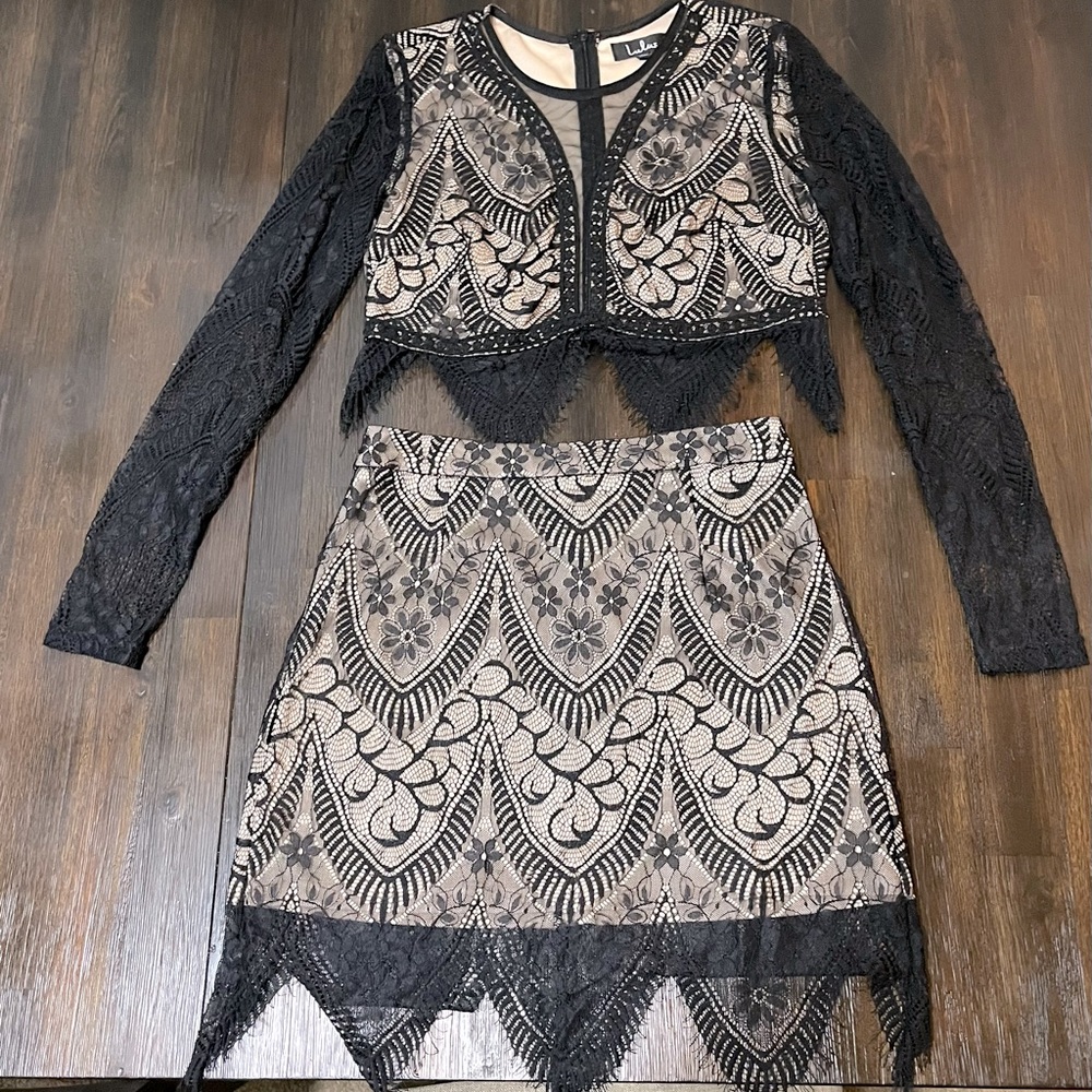 Lulu’s two-piece dress black lace